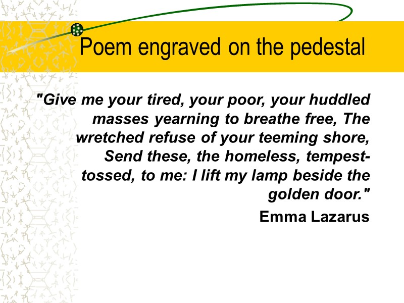 Poem engraved on the pedestal 